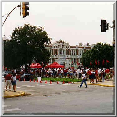 OU campus: University Blvd., the library, Cate Center, Duck Pond