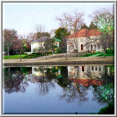 Lakeside Dr. in Highland Park at evening. Dallas, December 31, 1997.