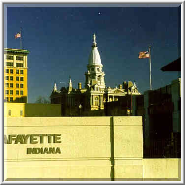 View of Tippecanoe Courthouse in downtown ...[3 words]... Station. Indiana, January 31, 1998.