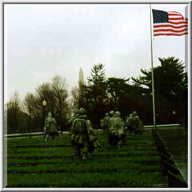 Korean War Veterans Memorial with Washington ...[3 words]... Washington DC, February 4, 1998.