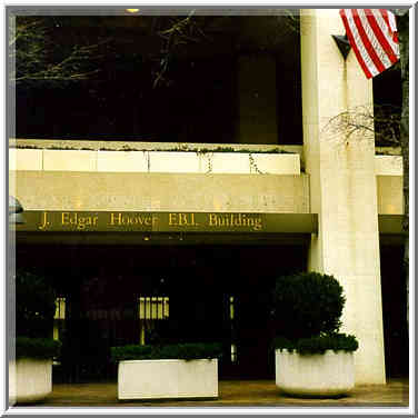 Entrance to a bunker-like J. Edgar Hoover F.B.I. Building. Washington DC, February 6, 1998.