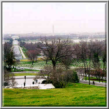 View of J.F.K. grave, Arlington Bridge and ...[15 words]... Washington DC, February 6, 1998.