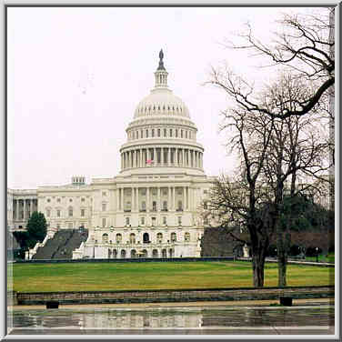 View of U.S. Capitol from Reflecting Pool. Washington DC, February 6, 1998.