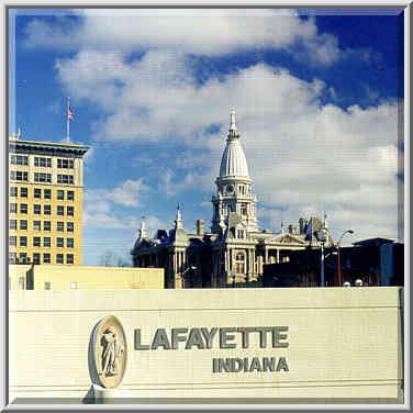 View of Tippecanoe Courthouse from Amtrak ...[2 words]... Lafayette, Indiana, March 10, 1998.