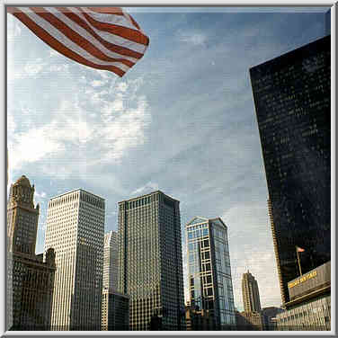 View from Michigan Av. Bridge. Chicago, October 12, 1999.