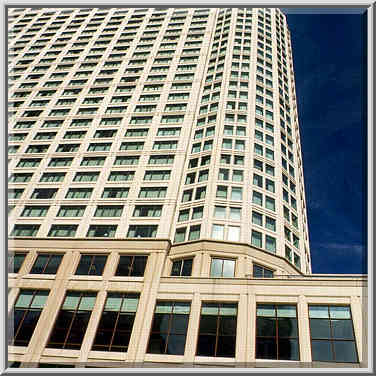 A building at Columbus Dr., view from Chicago River. Chicago, October 12, 1999.