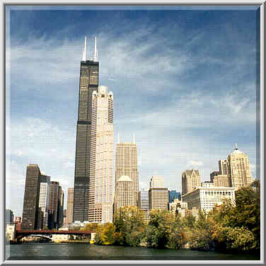 Chicago River and Sears Tower. Chicago, October 12, 1999.