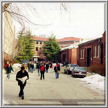 Students walking between Engineering Center and ...[4 words]... West Lafayette IN, January 6, 1999.