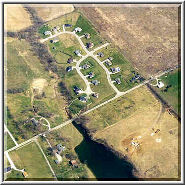 Houses near Indianapolis airport from a window of a plane. March 29, 1999.