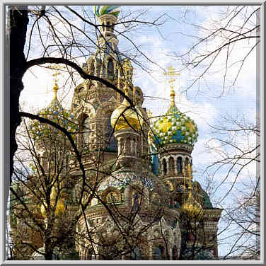 Church of Savior on Blood (recently refurbished). St. Petersburg, Russia, April 6, 1999.