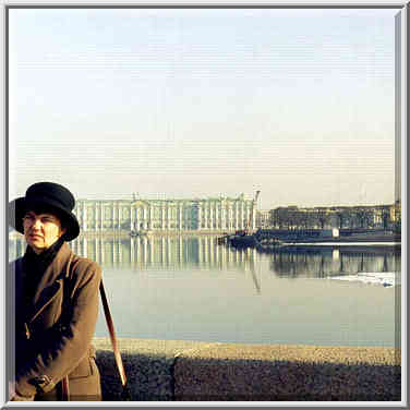 View of the Hermitage and Strelka of Vasilyevsky ...[4 words]... St. Petersburg, Russia, April 6, 1999.