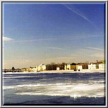 View of Lieutenant Shmidt Bridge, Academy of Arts ...[6 words]... St. Petersburg, Russia, April 13, 1999.