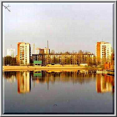 The house behind Olginskiy Pond in St. Petersburg, Russia, April 22, 1999.