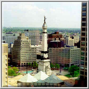 View of Monument Circle from an office in AUL(?) ...[3 words]... Indianapolis. Indiana, May 4, 1999.