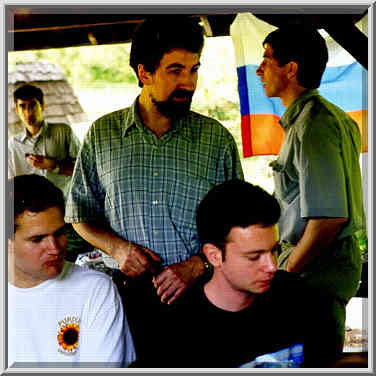 Russian Victory Day picnic (a tri-color sheet is ...[6 words]... near Lafayette, Indiana, May 9, 1999.