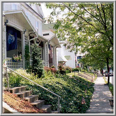 American flags at S. 9th St. in Lafayette IN, 5 July, 1999.