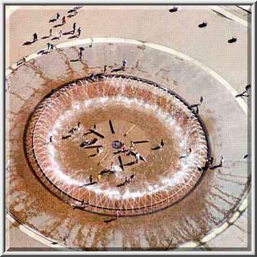 View of the fountain of Christian Science Center ...[5 words]... Tower in Boston, August 2, 1999.