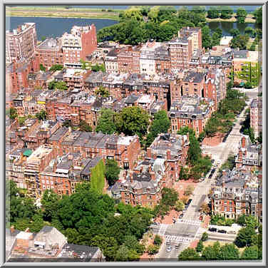 View of intersection of Commonwealth Av. and ...[4 words]... Tower in Boston, August 3, 1999.