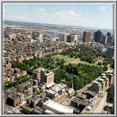 View of the city surrounding Boston Common from Hancock Tower in Boston, August 3, 1999.