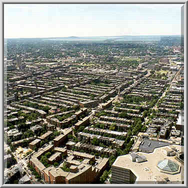 View of South End and a roof of Copley Place from Hancock Tower in Boston, August 3, 1999.