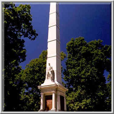 Harrisons monument at Tippecanoe Battlefield near Lafayette IN, August 15, 1999.