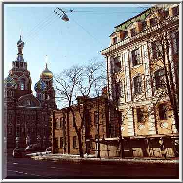 Church of Savior on Blood on Griboedov Canal. St. Petersburg, Russia, February 1, 2000