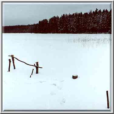 Fisherman camp on a shore of Kavgolovskoe Lake, 7 ...[4 words]... Petersburg. Russia, February 6, 2000