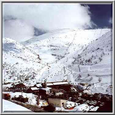 Cableway to Mt. Hermon in Golan Heights. The Middle East. February 19, 2000