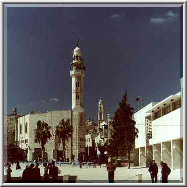 A square in front of Church of the Nativity in Bethlehem. The Middle East, February 26, 2000