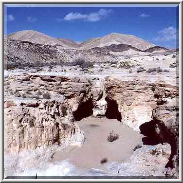 Waterfall in Negev Desert south from Dimona. The Middle East, March 11, 2000