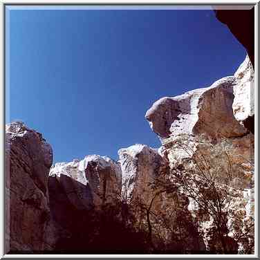 View from the bottom of a waterfall in Negev ...[3 words]... Dimona. The Middle East, March 11, 2000