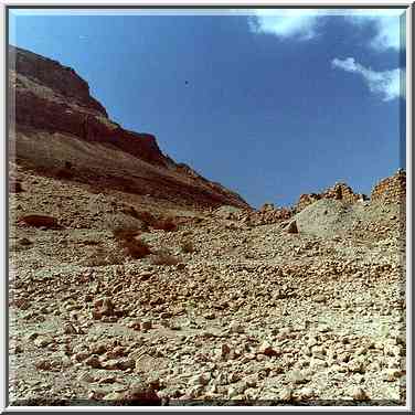 Ruins of Bokek Fortress near Ein Bokek. The Middle East, March 25, 2000