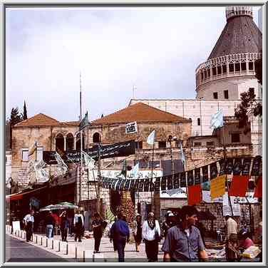 A road to Church of Annunciation in Nazareth. The Middle East, April 1, 2000