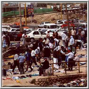 Flea market at Derekh Hevron Rd. in downtown Beer-Sheva. The Middle East, April 13, 2000