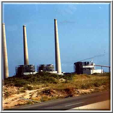 Smoke pipes of Hadera power station. The Middle East, April 22, 2000