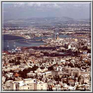 Haifa harbor from Mt. Carmel. The Middle East, April 22, 2000