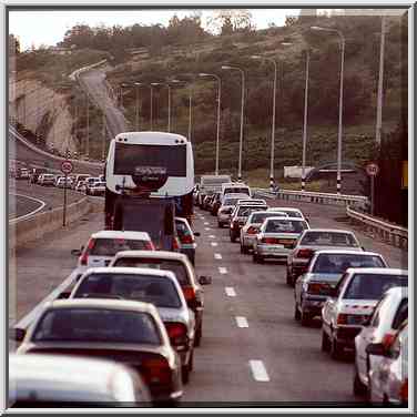 A highway near Haifa at Saturday evening. The Middle East, April 22, 2000