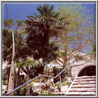 A building for visitors in Kibbutz Ein Gedi. The Middle East, April 26, 2000