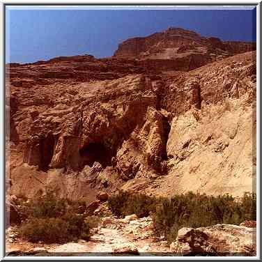 A cave at the entrance to Ein Bokek Canyon. The Middle East, March 3, 2000