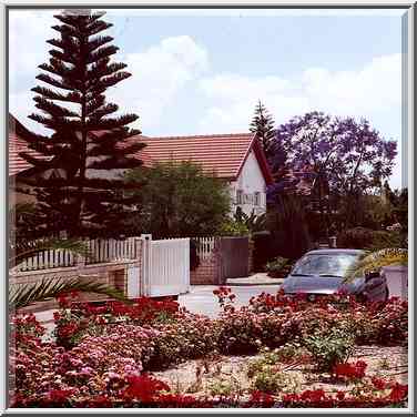 A street in Omer, upscale suburb of Beer-Sheva. The Middle East, May 19, 2000