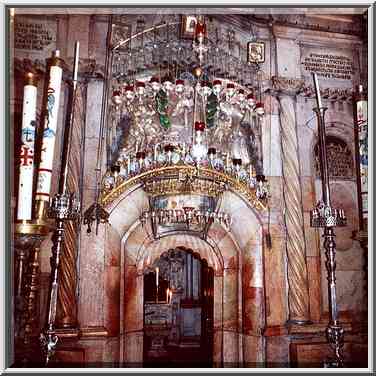 Entrance to Holy Sepulchre (Angels Chapel is seen ...[16 words]... the Middle East, June 17, 2000