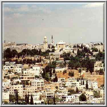 View of Jerusalem from a southern hill. The Middle East, August 5, 2000