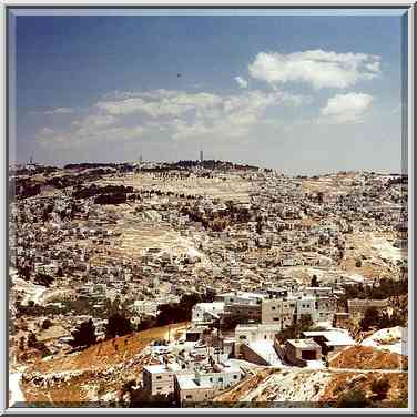 Panoramic view of Jerusalem from a southern hill. The Middle East, August 5, 2000