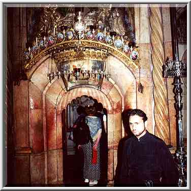 Entrance to Holy Sepulchre in Old City of Jerusalem. The Middle East, August 5, 2000