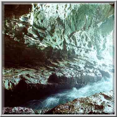 View of a grotto from a cave in Rosh Hanikra. The Middle East, September 7, 2000