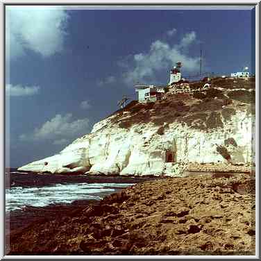 View of Rosh Hanikra, with a railway tunnel (now closed). The Middle East, September 7, 2000