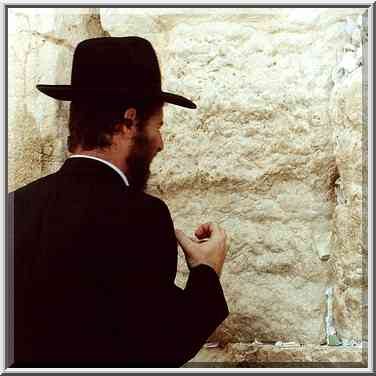 A Jew at Western wall in Old City of Jerusalem. The Middle East, September 19, 2000