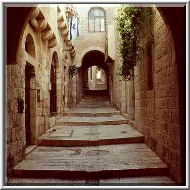 Shoni Halachot (?) St. in Jewish Quarter of Old ...[3 words]... The Middle East, September 20, 2000