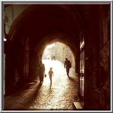 Lions Gate Road in Arab Quarter of Old City of Jerusalem. The Middle East, September 20, 2000