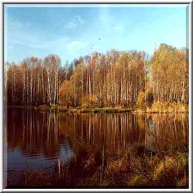 A lake in Sosnovka Park, in northern Sankt Petersburg. Russia, October 17, 2000